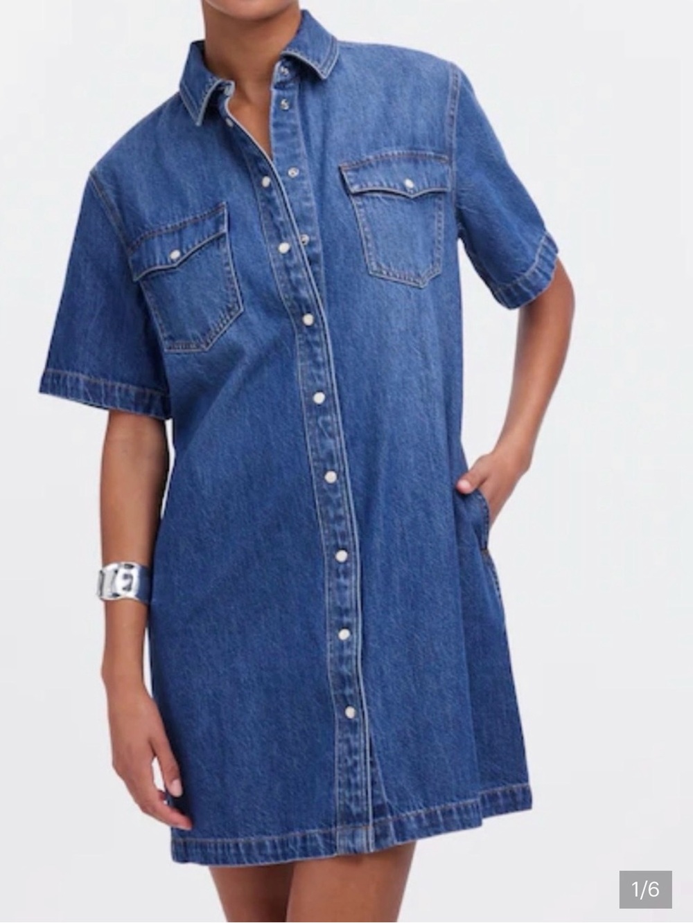 Madewell Classic Blue Denim Shirt Dress - Short Sleeve